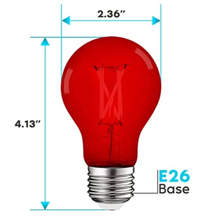 A19 Edison LED Light Bulbs, 4.5W 60W Equivalent,Colo Glass Filament, UL Listed, E26 Standard Base, Indoor Outdoor, Porch, Decor - view 4