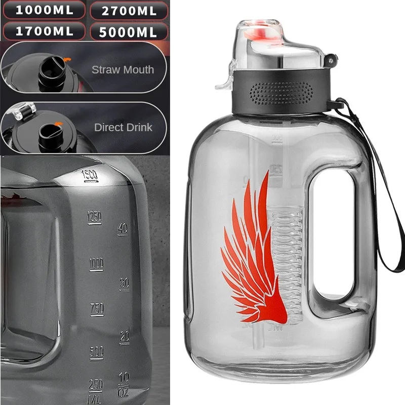 

5L Larger Sport Plastic Bottle for Water Bottle Drink Cup Fitness Camping Picnic Bottle Kettle 1700ml 2700ml