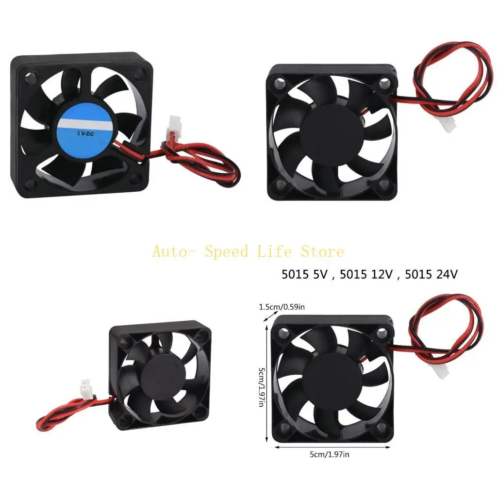 

02DA 5015 5 В 12 В 24 В охлаждающий турбо вентилятор бесщепкий для Cooler Blower Black High Speed ​​Fean для Print Hotend