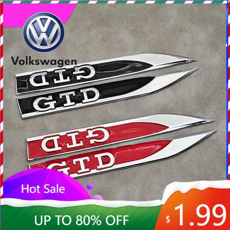 

For VW Volkswagen Jetta MK5 Golf 2Pcs Red Black Metal Logo GTD Emblem Car Fender Side Badge For Volkswagen VW Golf 7 6 5 4 MK4 P