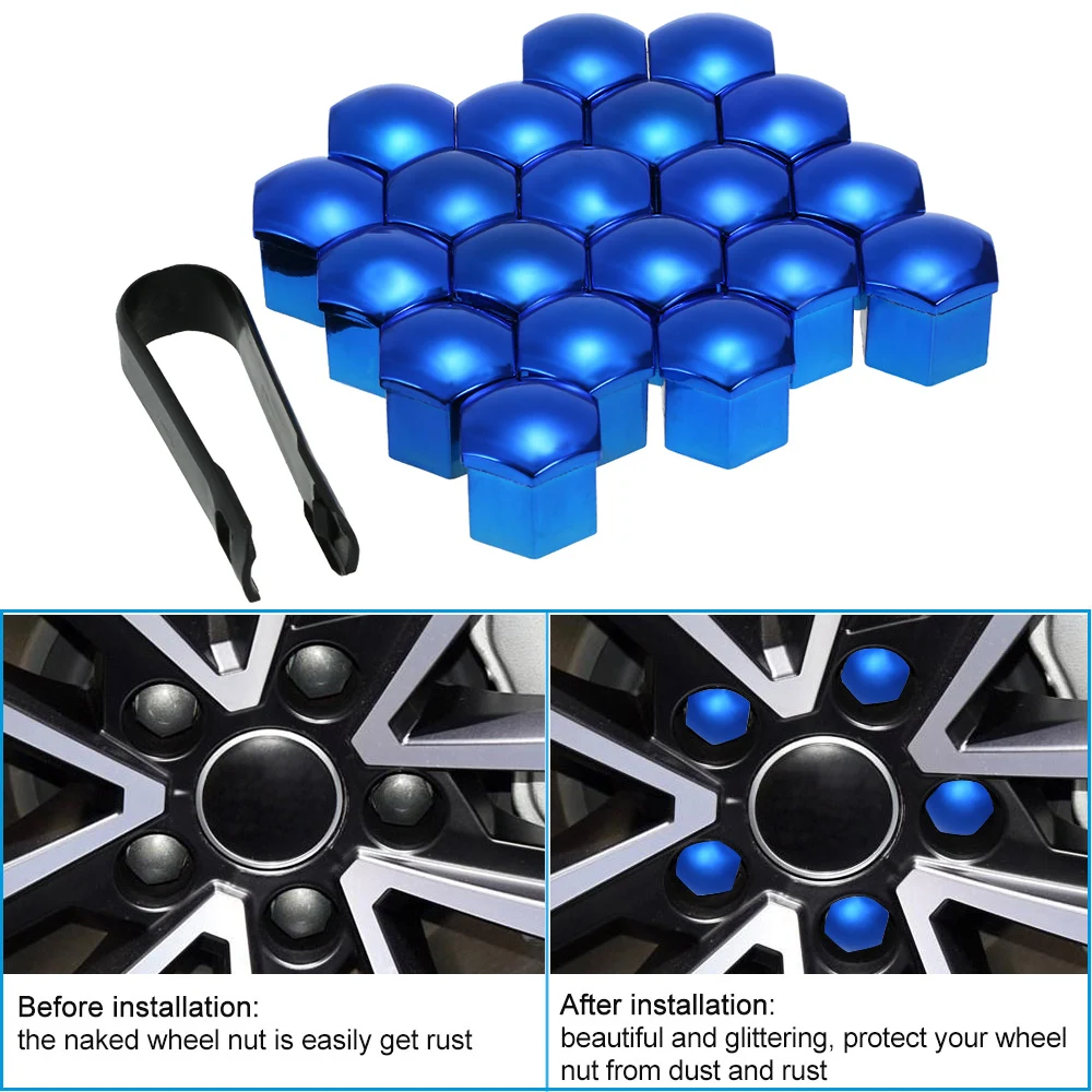 20pcs/set 17mm 19mm 21mm Car Wheel Nut Caps Protection Covers Caps  Auto Hub Screw Cover Car Tyre Nut Bolt Exterior Decoration