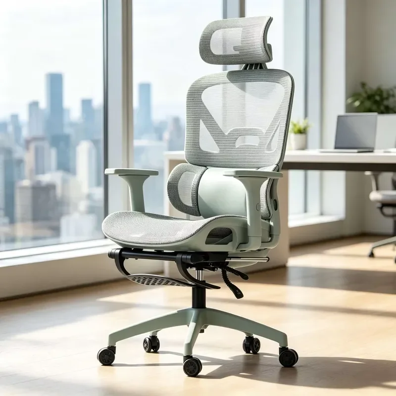 Ergonomic Mesh Office Chair with Adjustable Headrest and Armrests Breathable High Back Computer Desk Seat for Home Workshop