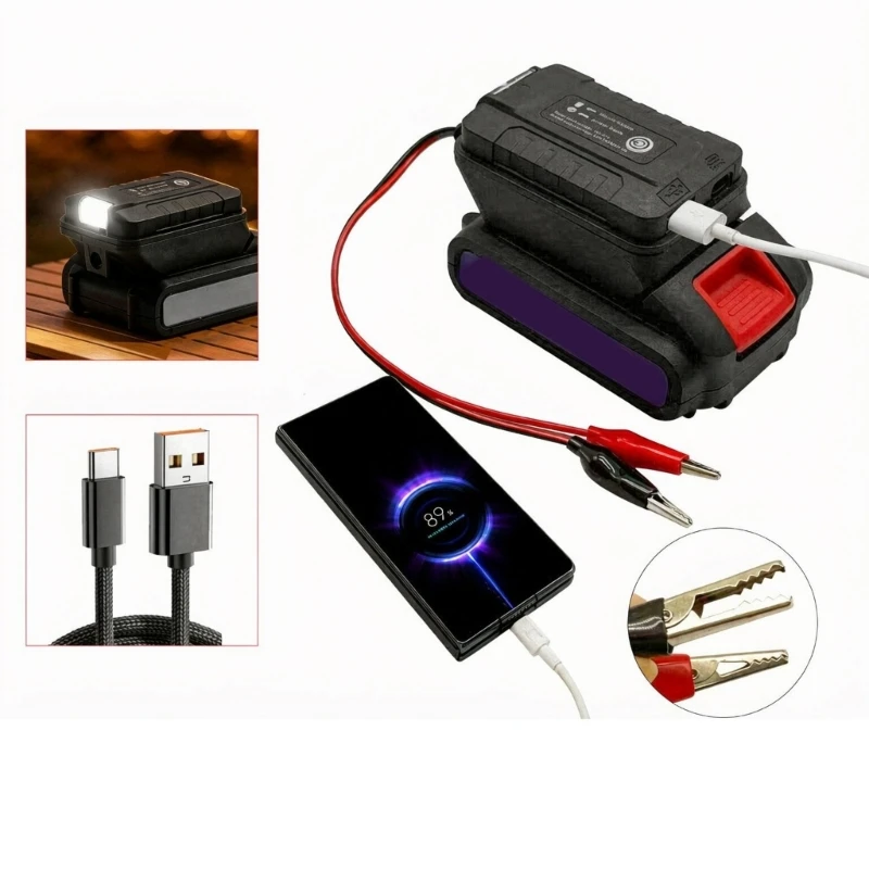 Battery Adapter with Red and Black Contact Ends, 21V External Connection Adapter for Equipment Testing, Maintenance Work, M4YD