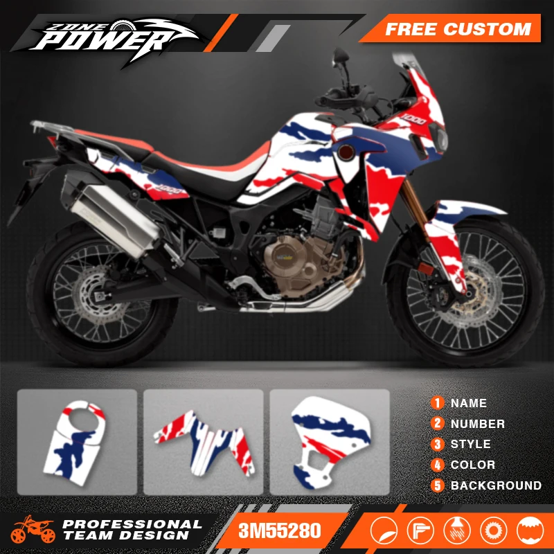 Powerzone Custom Graphics Decals Stickers Kit For Honda CRF1000L AFRICA TWIN Motorcycle 04