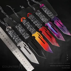 Steel Fixed Blade Hunting Knife CSGO Game Military Tactical Knives Outdoors Camping Knife for Fishing Leather Sheath for Men