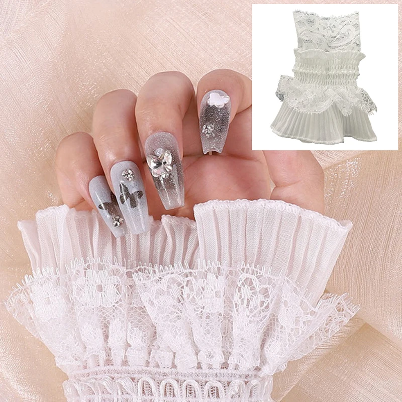 Manguitos falsos para decoración de uñas, accesorios de modelado para fotografía, objeto de manicura con perlas y diamantes, 1 unidad