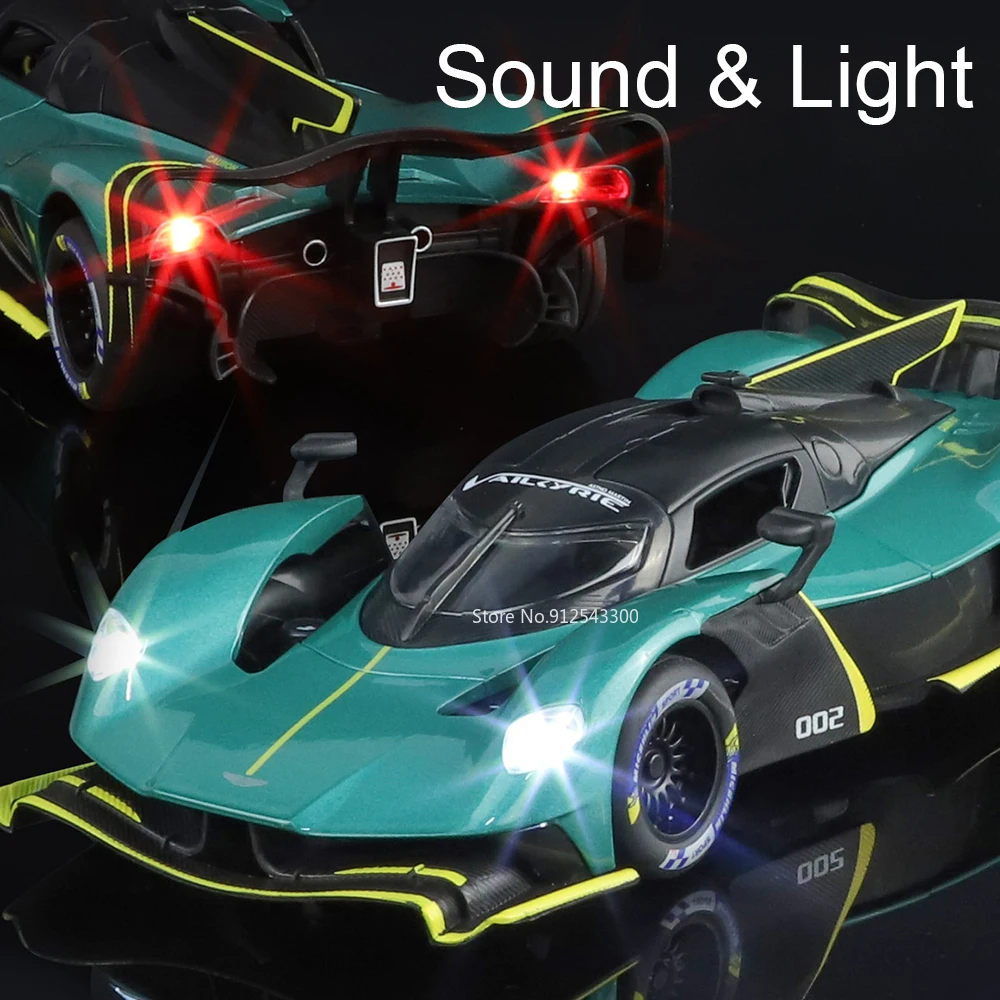 Scala 1:24 Valkyrie Senna Modello di auto sportiva Porte giocattolo Corpo in metallo aperto Pneumatici in gomma Modelli supercar Regali per il fidanzato