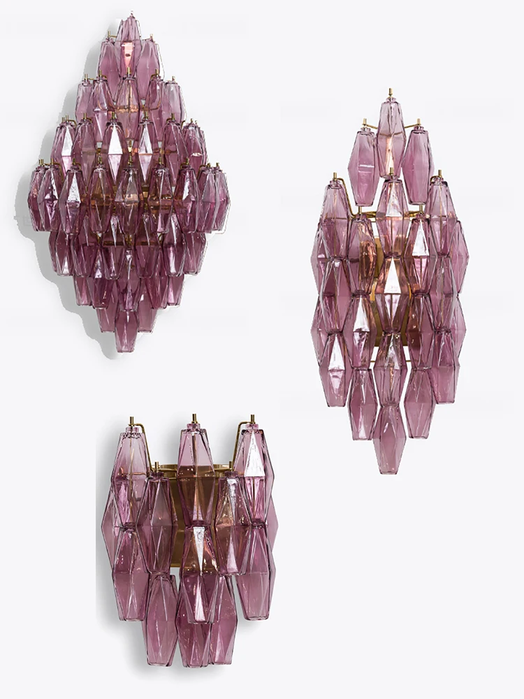 Nordic Vintage Diamond-Shaped Glass Wall Sconce Modern colorful wall lamp For Living Room Bedside Home Decor designer wall lamp