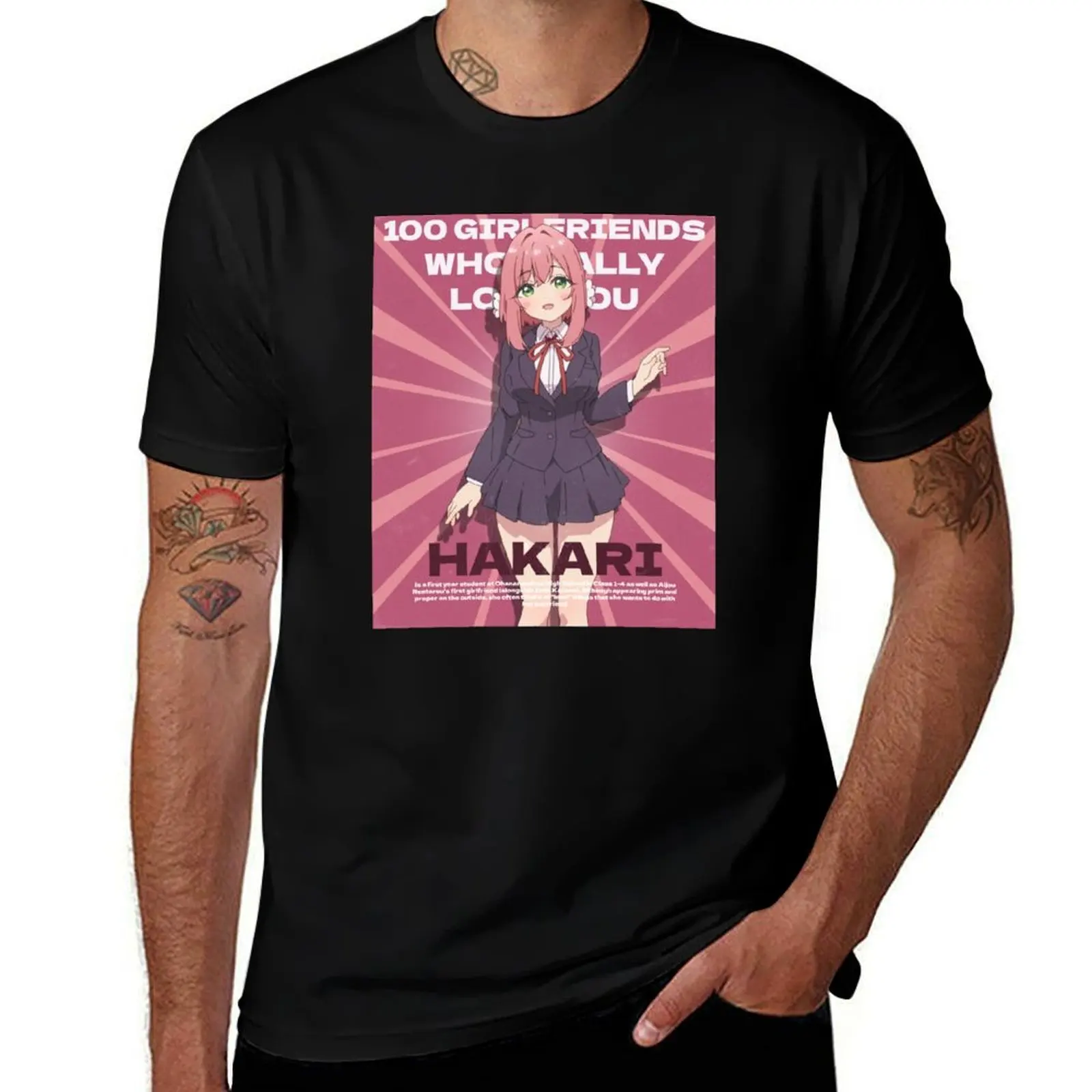 

Hakari はかり The 100 Girlfriends Who Really Love You Hyakkano T-Shirt anime shirt graphics big and tall t shirts for men