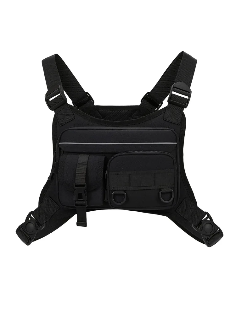 Men Women Adjustable Tactical Fishing Chest Rig Bag Breathable Multifunctional Lightweight Outdoor Cycling Hiking Vest Pack