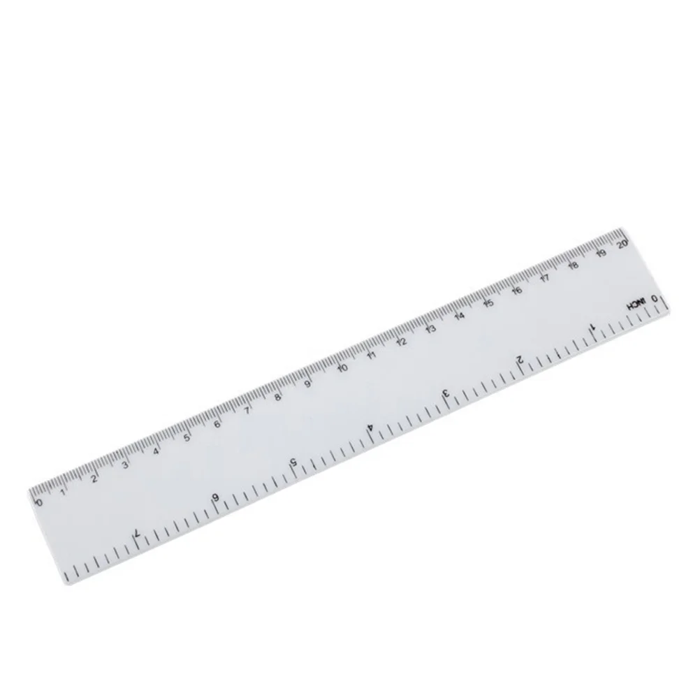 4pcs 8 inches Plastic Ruler Straight Ruler Plastic Measuring Tool Strong Hard Mathematical Geometry Tool (White)