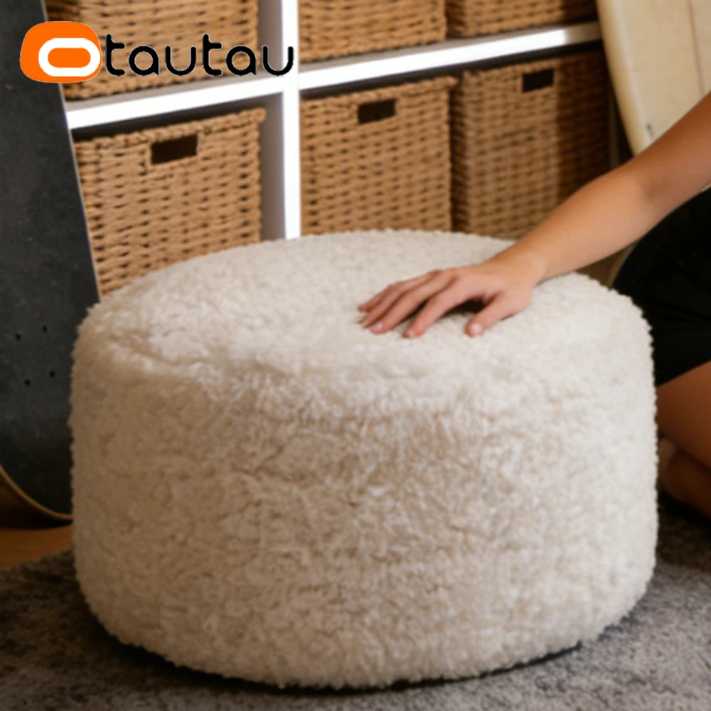 OTAUTAU Faux Fleece Bean Bag Pouf Cover Footstool Ottoman Stool JD040【No Filler Inside! You Need To Buy Filler By Yourself !】