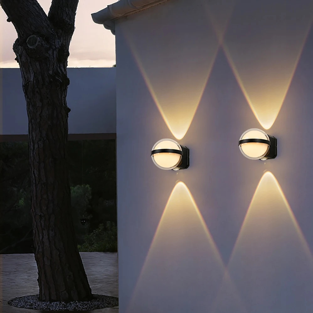 Impermeável Modern Minimalismo Estilo LED Lâmpada de parede, varanda e jardim Luzes, luzes de alumínio, interior e exterior, IP65, AC85-265 V, 12W