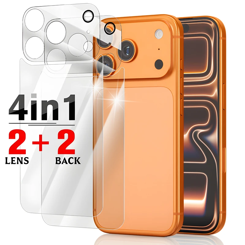4-in-1 Gehärtetes Glas Rückseitenschutz für iPhone 17 Air 16 15 14 Plus Pro Max 17Air 17Pro 9H Kameralinsenfolie für iPhone17 iPhone16