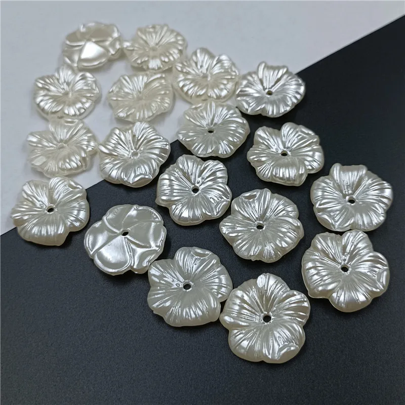 10/20pcs/lot ABS Imitation Pearl White Beads Caps Hairpin Brooches Needlework Jewelry Making Craft DIY Accessories