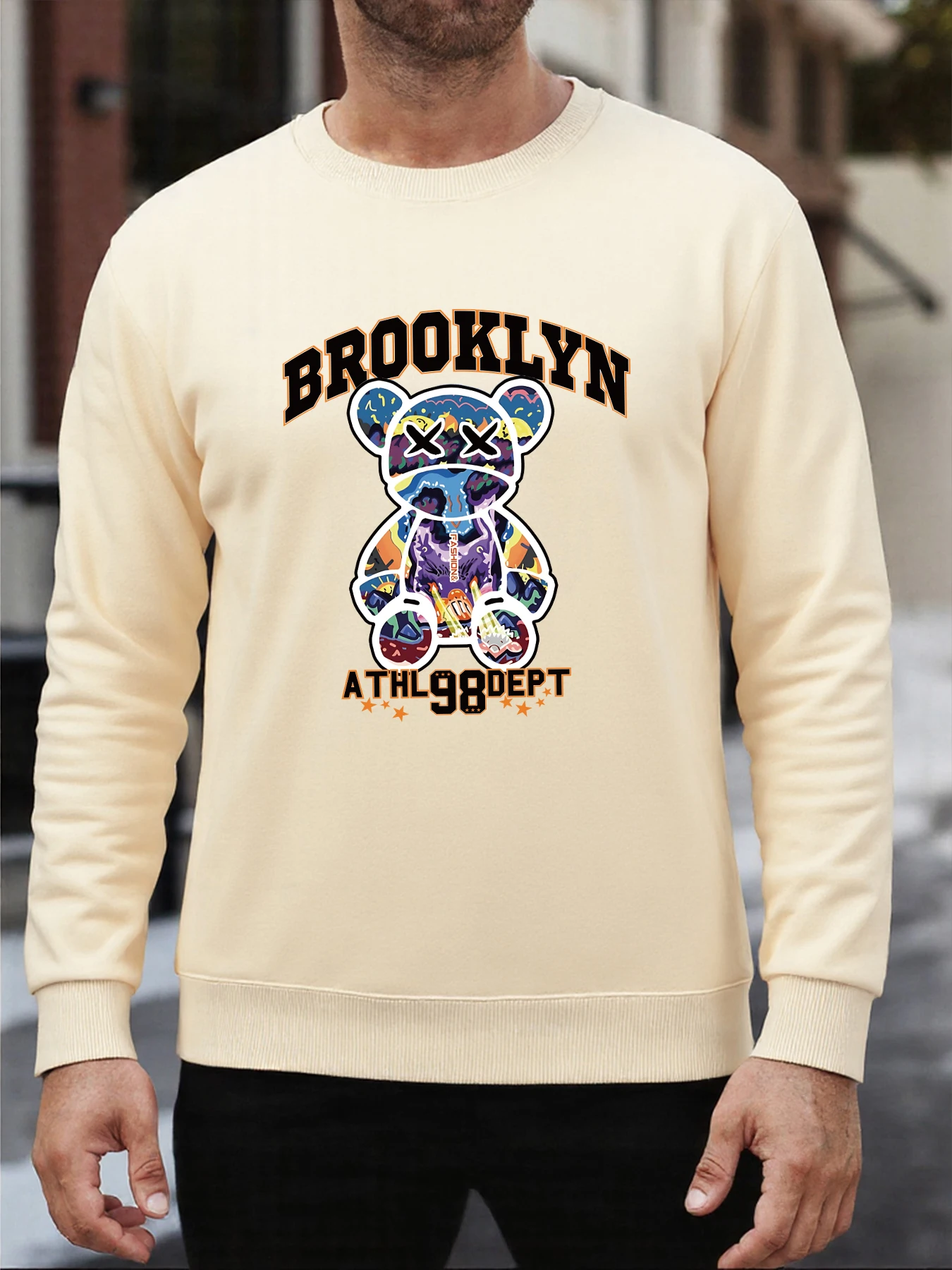 

Brooklyn Bear Design, осенняя мужская спортивная одежда, флисовый свитшот, уличные повседневные пуловеры, теплая одежда больших размеров, модные топы унисекс