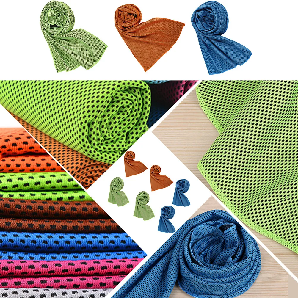 1Set Cool Sports Towel Cooling Exercise Sweat Absorption Towel Polyester 3 Colors Green for Gym Running