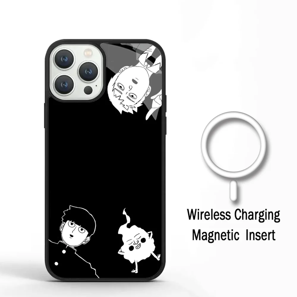 Mob Psycho 100 Shigeo Phone Case For IPhone 11 12 13 14 15 Plus Pro Max Mirror Acrylic Cover For Magsafe