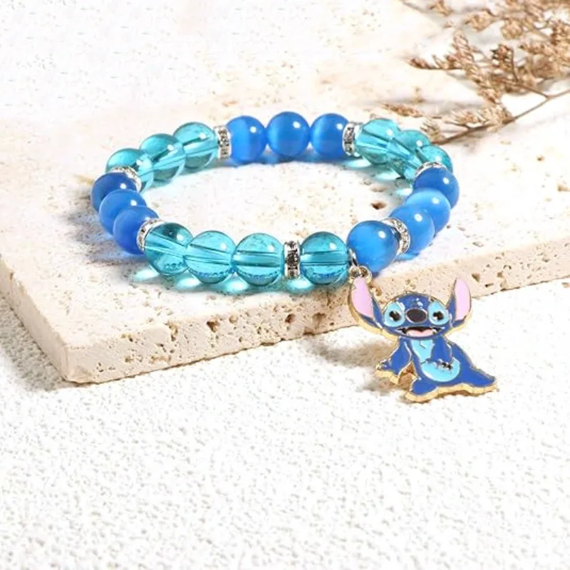 2025 Neues Produkt, blaues Katzenauge, Steinperle, Cartoon, kreativer Anime-Kristall, elastisches Armband, Hörer, niedliche Mode