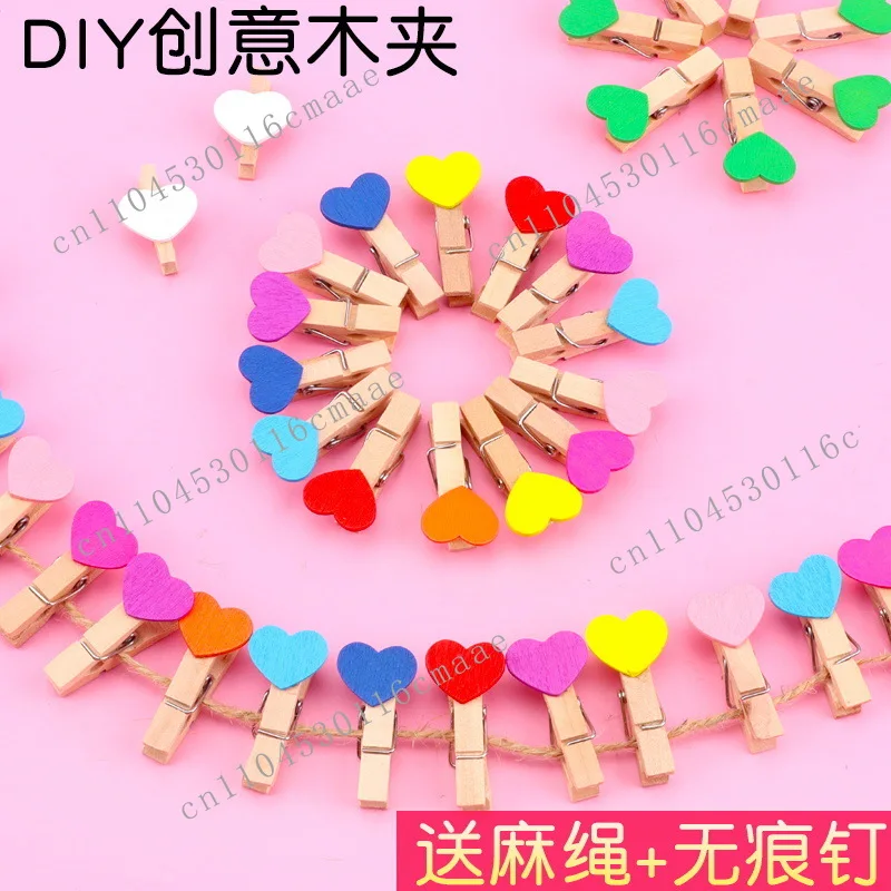 DIY color wooden clip, photo photo decorative clip wooden bookmark clip kindergarten creative handmade materials