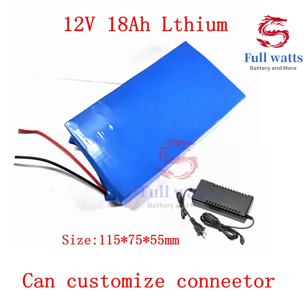 

Power Battery 12v 18Ah 18000mah 12v Dc Li-ion Lithium Pack for 200w Golf Trolly Cart Backup Power 12 Cctv Camera + 3A Charger