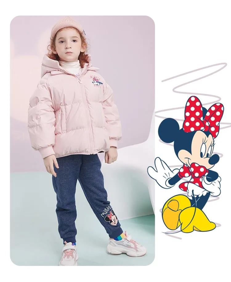 سترة ديزني ميني للفتيات ذات غطاء رأس أحمر، معطف ريش البط الأبيض للعام الصيني الجديد