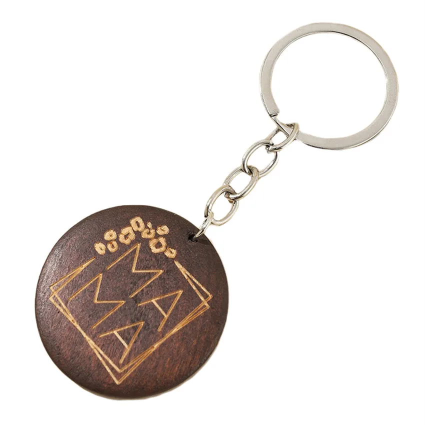 120Pcs Wooden Round Keychain Card Car Keychain Pendant MAMA Keychain Pendant Keyring Mother's Day Gift