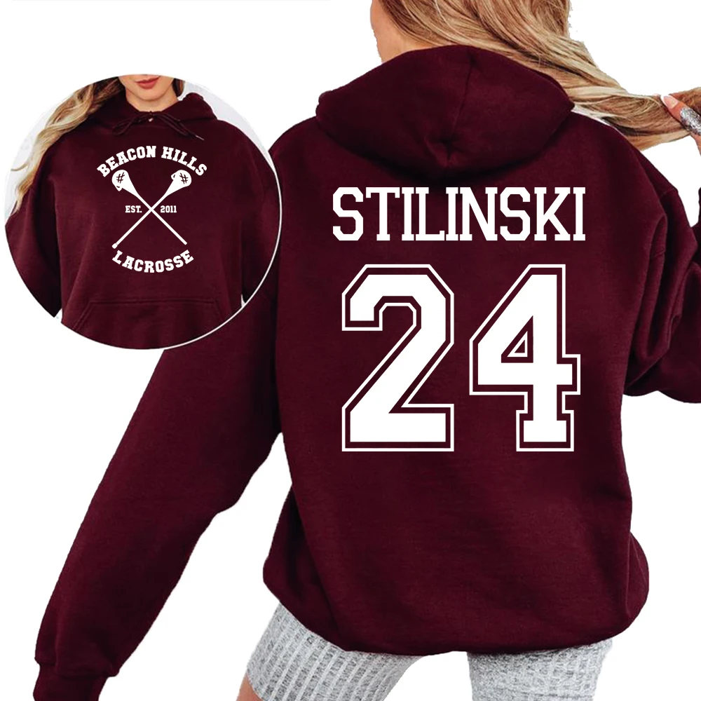 Stiles Stilinski Hoodie Teen Wolf Hoodied Retro Tv Show Sweatshirt Wolf Hoodie Lacrosse Shirt 24 Tee Unisex Long Sleeves Hoodies