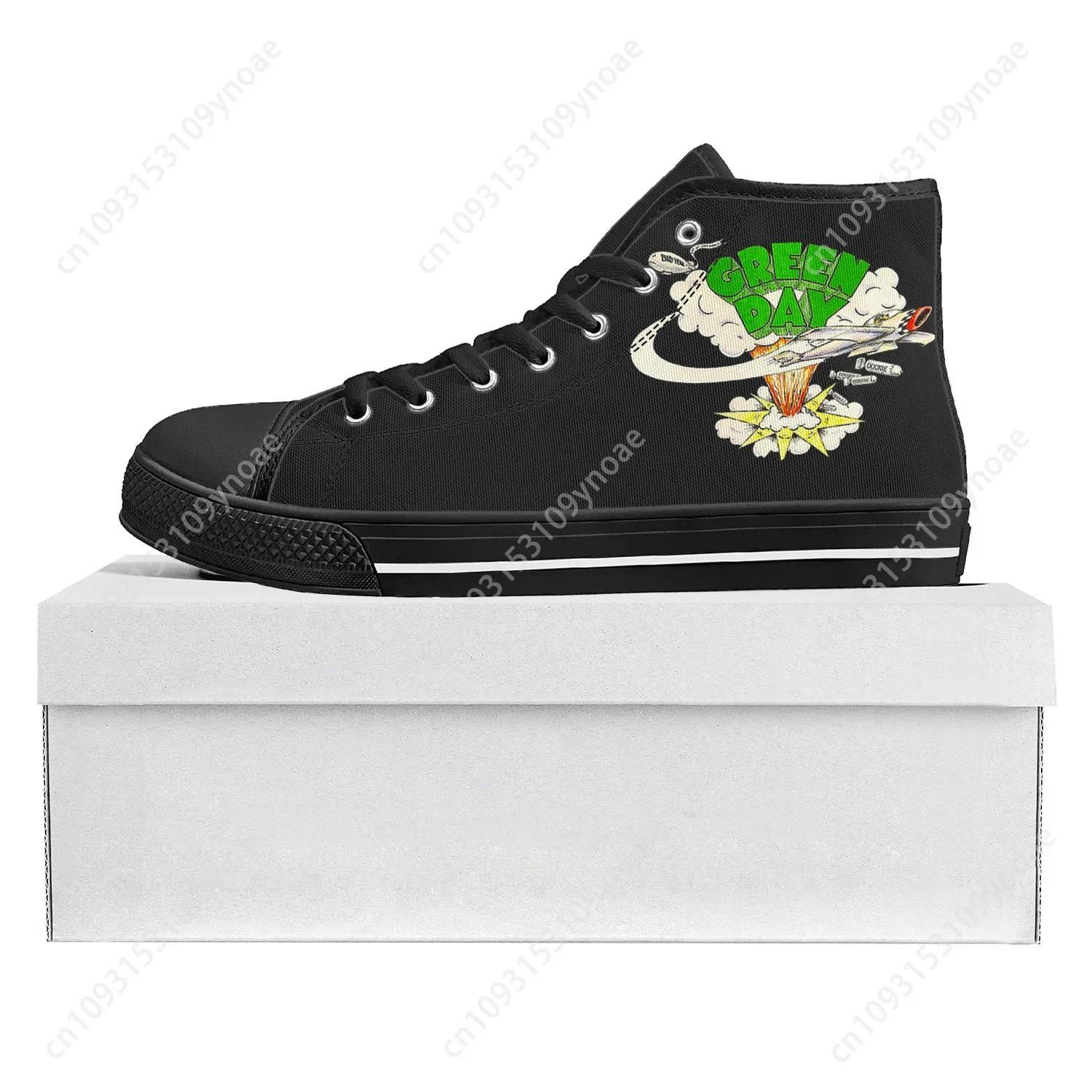 

Green Day Pop Rock Band High Top High Quality Sneakers Mens Womens Teenager Canvas Sneaker Casual Couple Shoes Custom Shoe Black