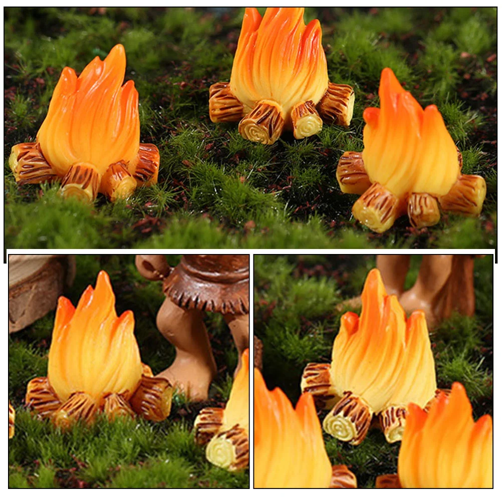 12 Pcs Models Fire Ornaments Mini House Campfire Toy Miniature Resin Fake Camping Party Favors