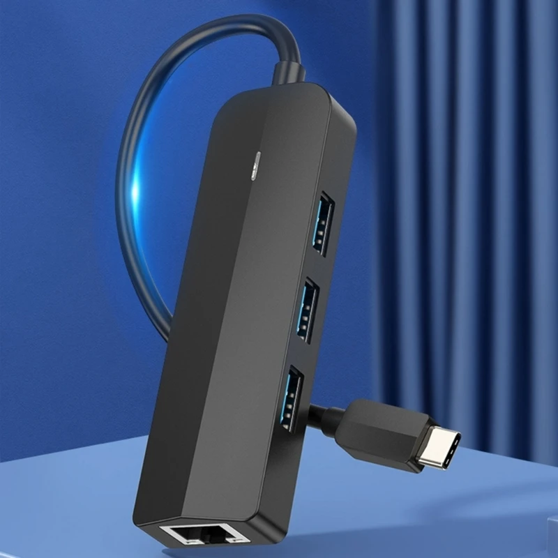 

USB C To Ethernet Adapter With 3 USB3.0 Port And Gigabit RJ45 Networking Port