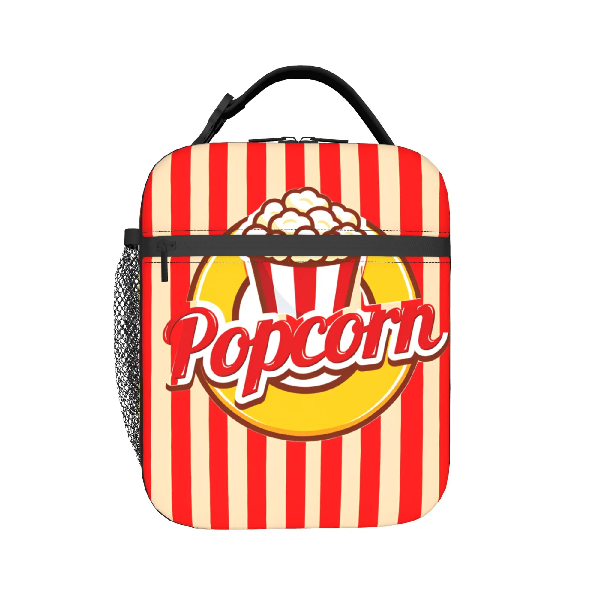 Popcorn Snack Theme Lunch Bag For Men  Custom Lunch Box Fashion Picnic Cooler Bag Portable Oxford Thermal Tote Handbags