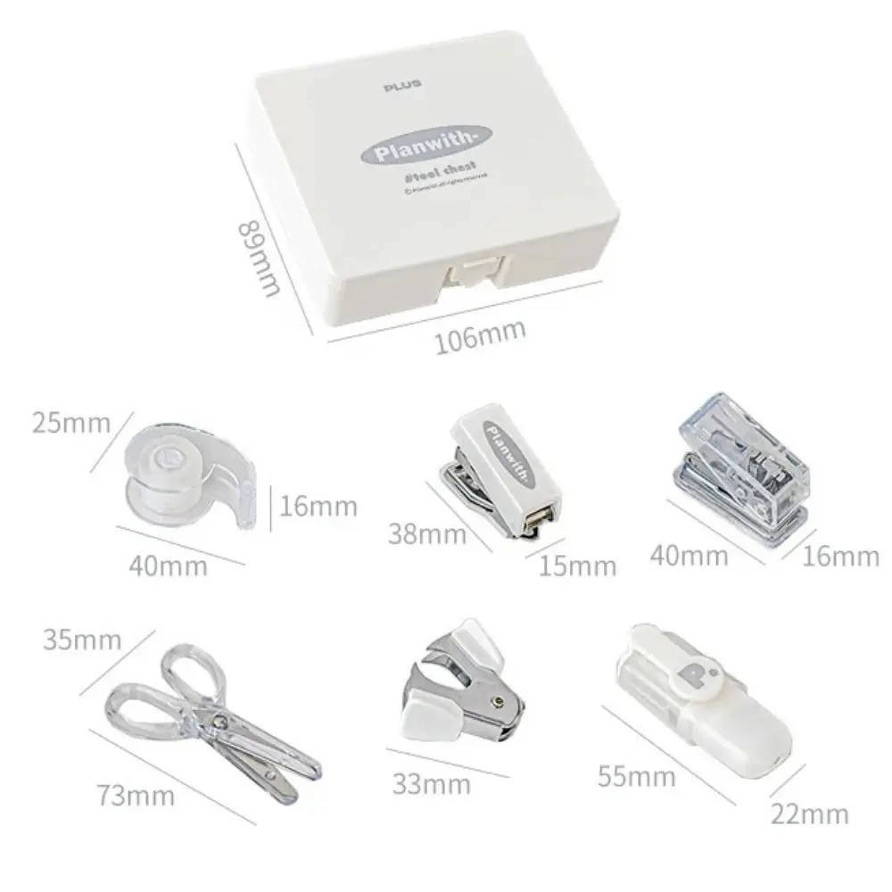 8Pcs/Box New Kawaii Student Stationery Set Ins Mini Office Efficiency Set Multifunction Marking Pen Puncher Stapler Machine Set