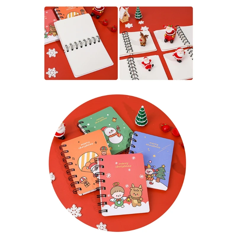 Mini-Notizblock, tragbares Notizbuch, Weihnachtsserie, Rollover-Spulen-Notizbuch, Schreibwaren