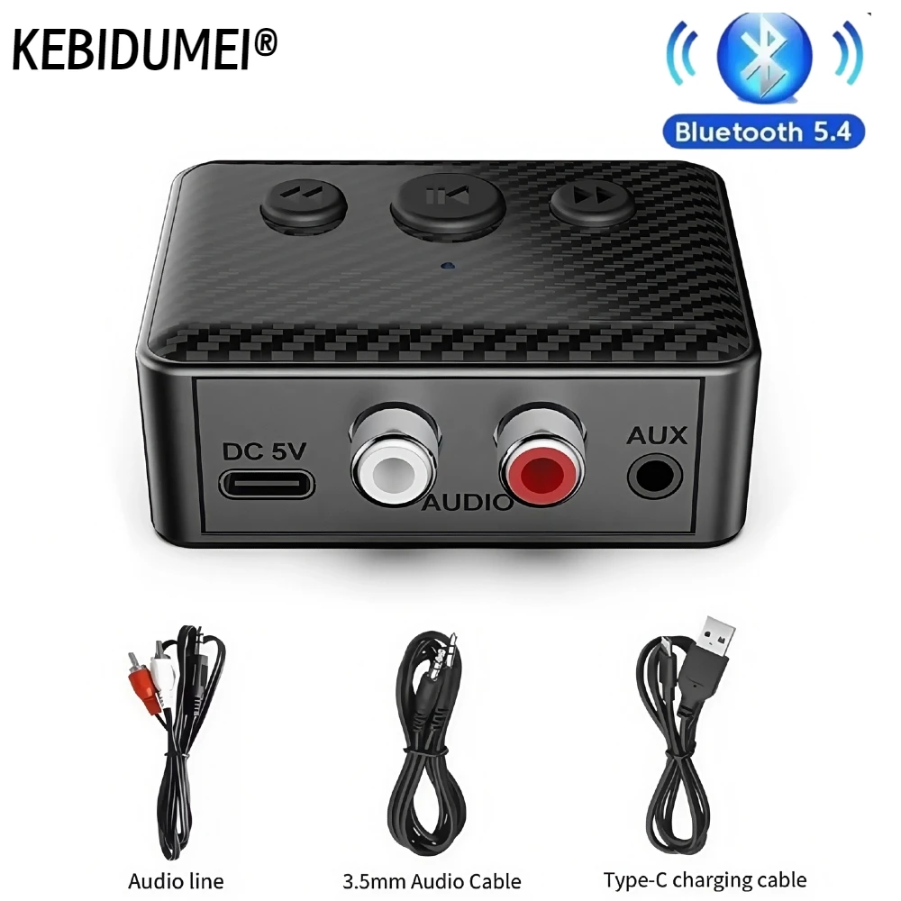 USB بلوتوث 5.4 استقبال الصوت محول موسيقى ستيريو لاسلكية 3.5 مللي متر AUX R/L RCA دعم تشغيل U-القرص لمكبر الصوت المكتبي أمبير