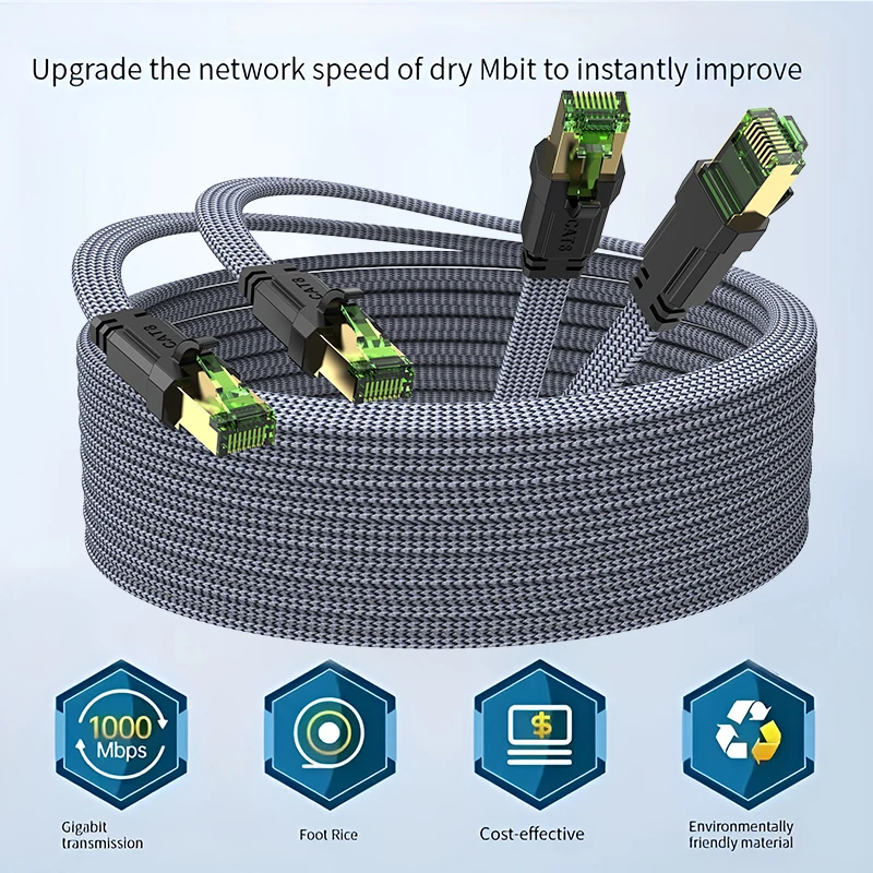 MIZIQIER 5-Pack long CAT8 Flat Network Cable 40Gbps SFTP RJ45 LAN cat 8 Cable Patch Cord for Modem Router Gaming PC PS4/5/6 Xbox