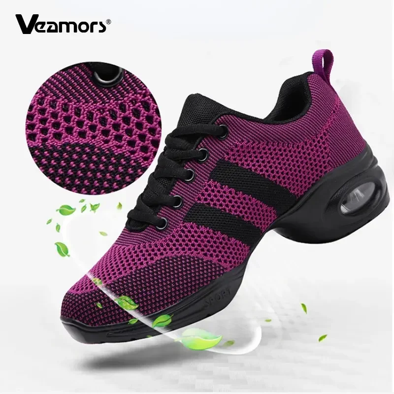 Breathable Lightweight Women's Latin Dance Shoes Jazz Ballroom Dancing Shoes Platform Training Modern Sneakers Female