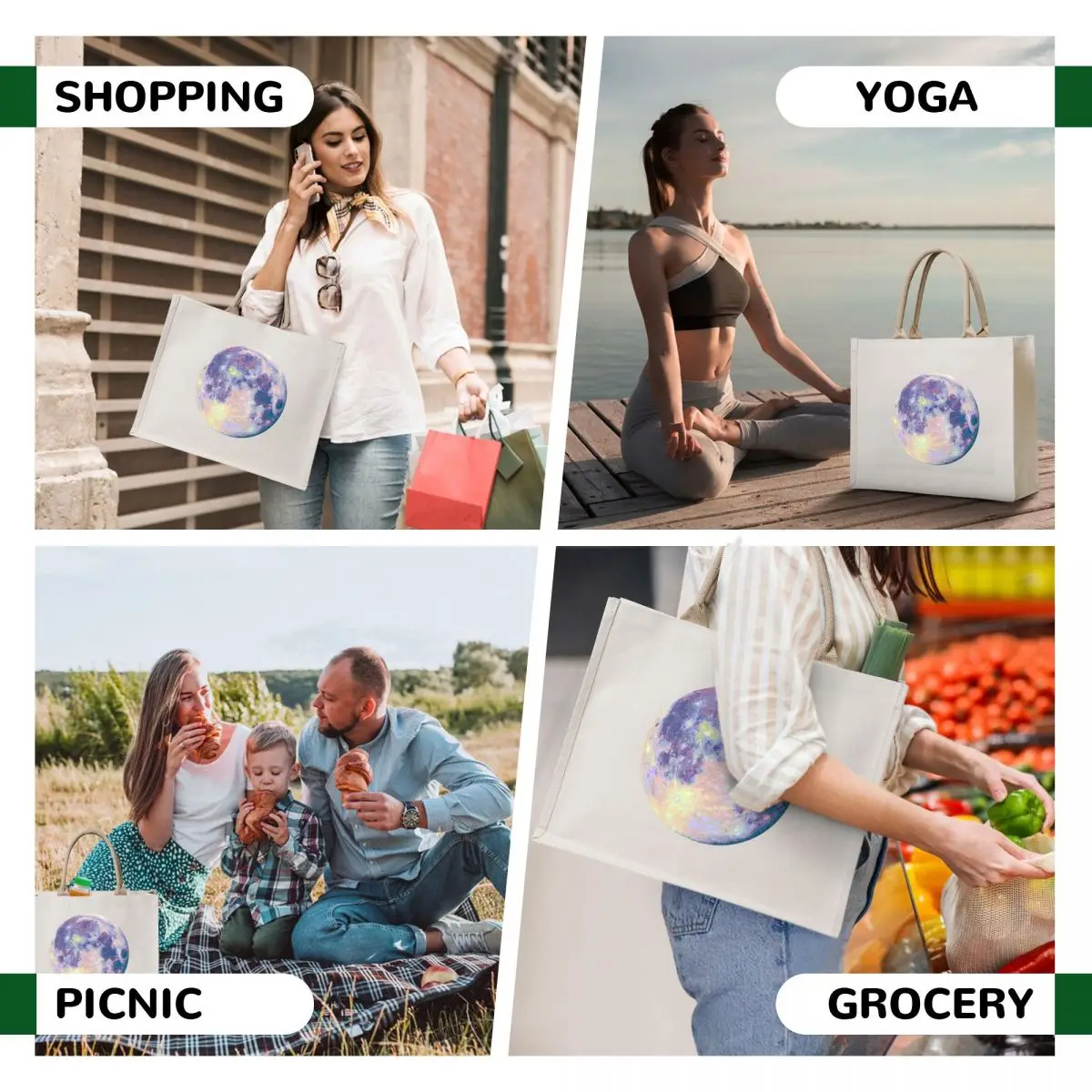 Moon Tote Bag woman shopping bag Cloth bag Woman shopper canvas shopping