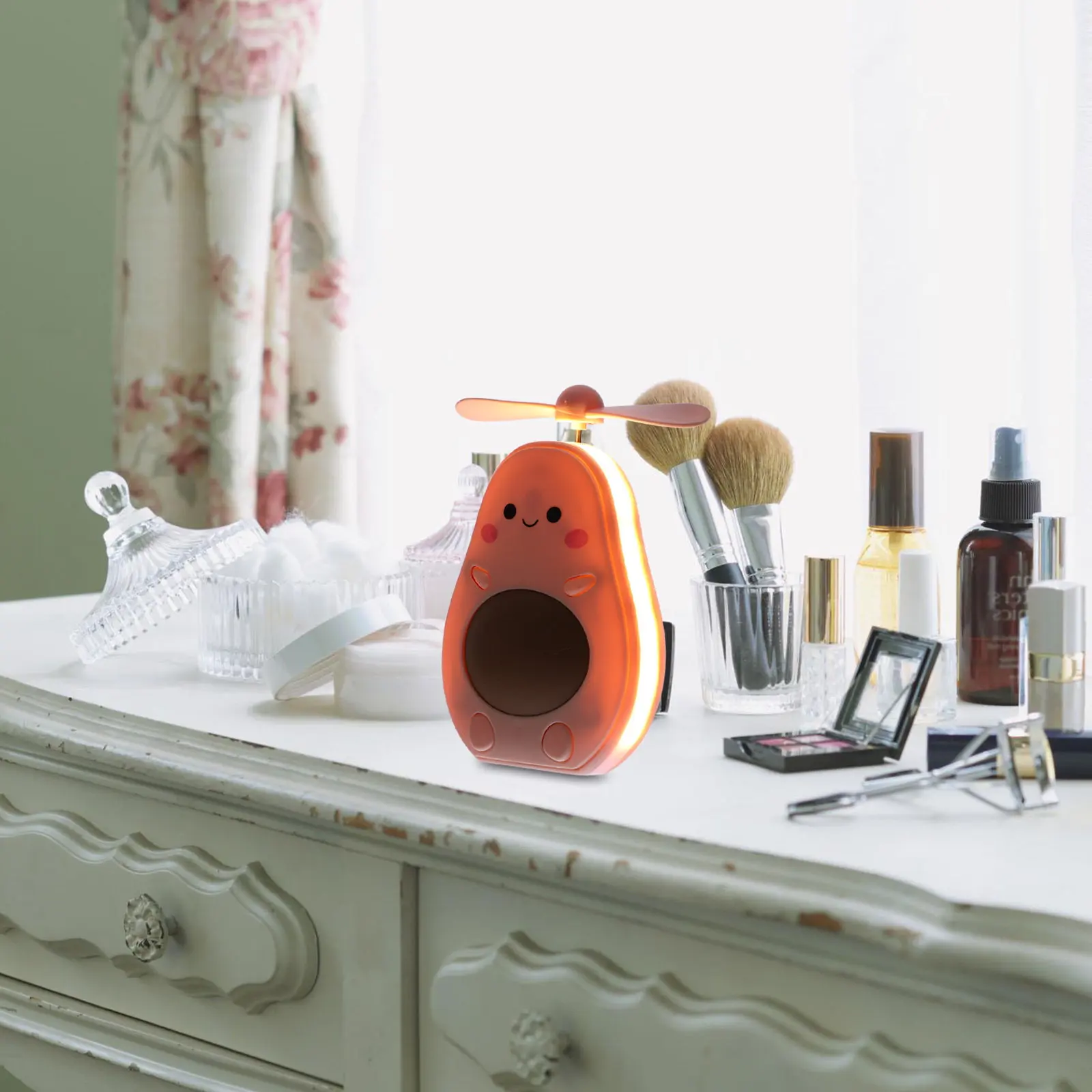 

Набор из 1 предмета: портативное складное зеркало для макияжа с перезаряжаемым вентилятором, компактное зеркало для путешествий, дома и офиса, с функцией True Color