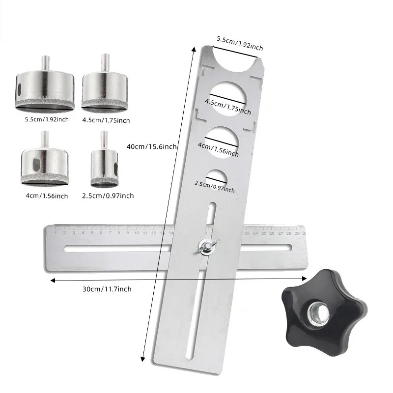 Adjustable Tile Locator To Wall Marking Position Ruler Ceramic Hole Cutter Tile Drill Marble Opener Construction Tools