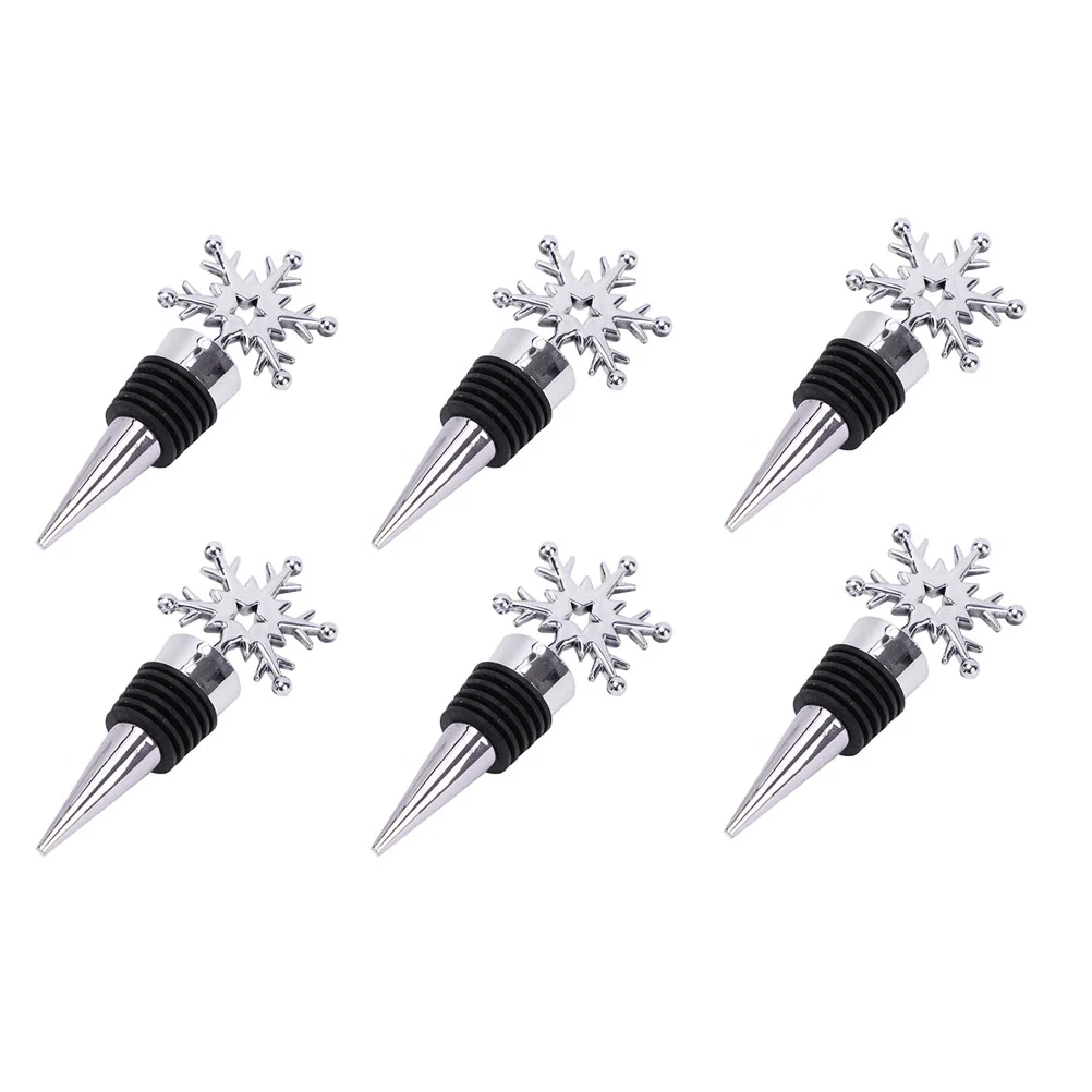 6 Pcs Snow Cork Chic Stoppers Bottle Sealing Plugs Bulk Creative Stainless Steel Beverage Rust-proof Fine Craftsmanship