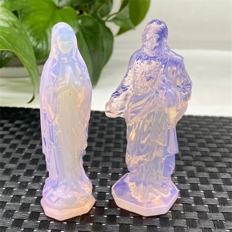 

Natural Statues Of the Virgin And Jesus Healing Fengshui Energy Gemstone Crystal Crafts For Home Decoration Accessories