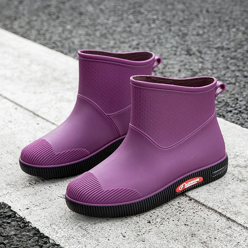 Botas de lluvia para mujer, zapatos de goma impermeables antideslizantes, cálidos, de algodón, a la moda, para invierno, 2024