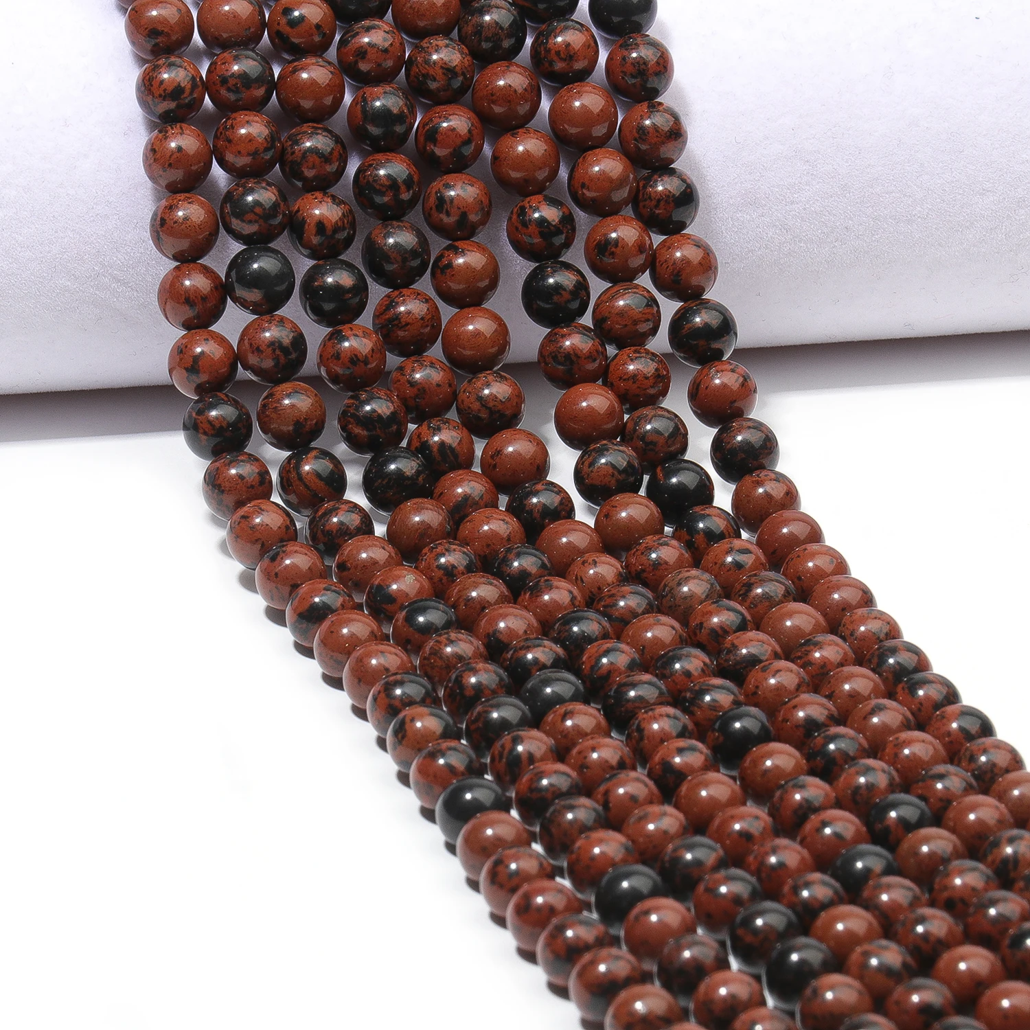 Natural Mahogany Obsidian Beads Golden Swan Stone Beads for Jewelry Making DIY Bracelet Necklace Accessories 4/6/8/10mm 15inch