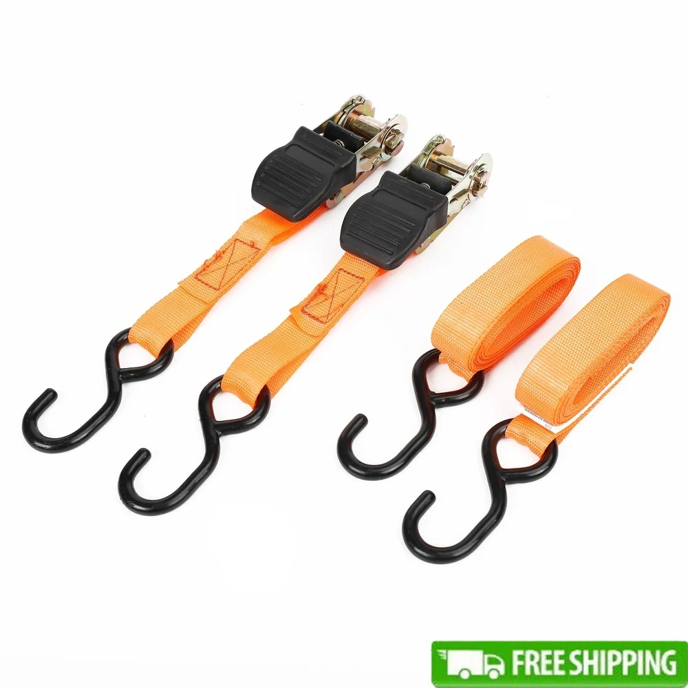 Ratchet Tie Down Straps 1 Inch X 12 Feet 400 Pound Capacity 2 Pack with Corrosion Resistant Hooks Adjustable Trailers Boats Cars