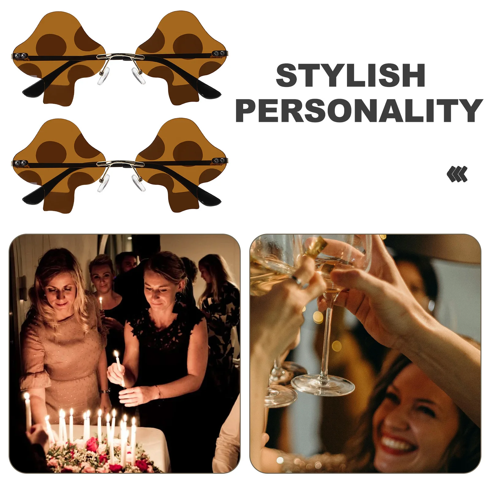 2 stuks Paddestoel Zonnebril Frameloze Retro Onregelmatige Vorm Vintage Stijl Festival Rave Cosplay Party Uv-bescherming Nieuwigheid Brillen