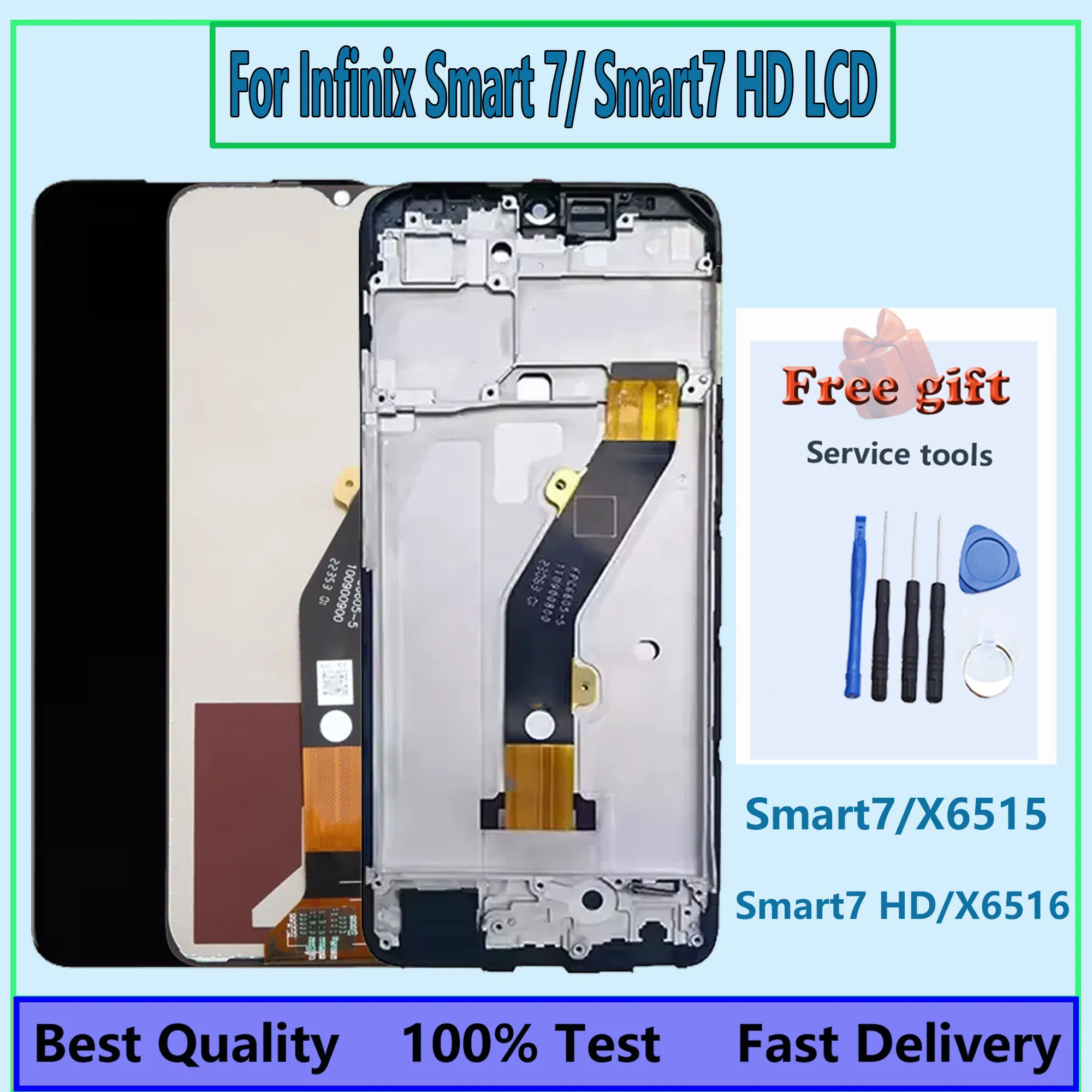 LCD de teléfono móvil de 6,6 pulgadas para Infinix Smart 7 X6515 Pantalla, smart 7 HD X6516 Pantalla LCD Pantalla táctil digitalizador piezas de repuesto
