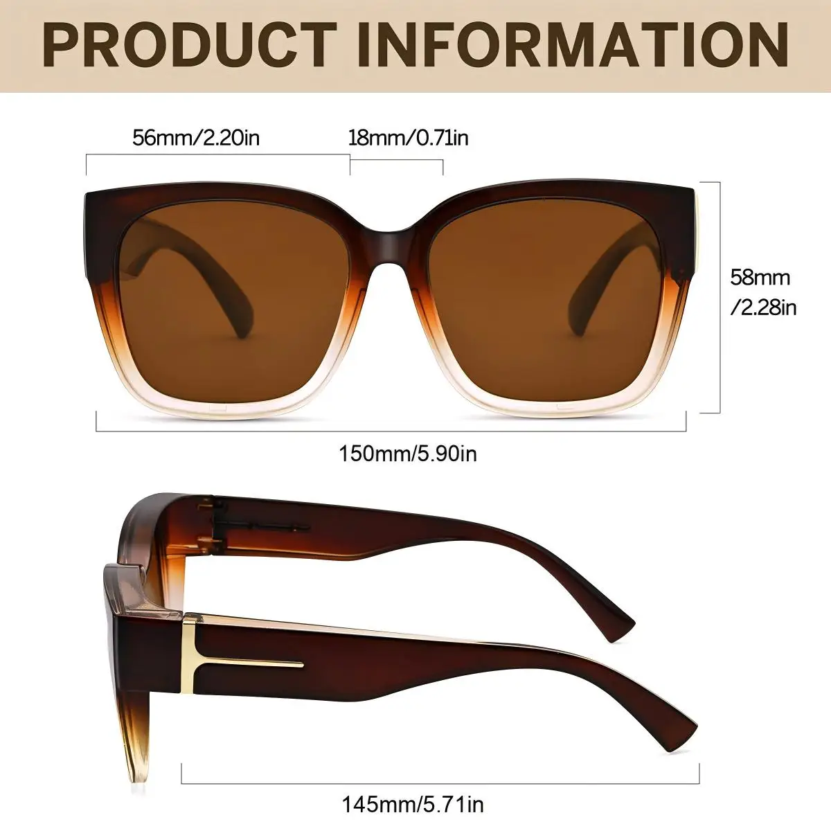 Polarisierte UV400 Überbrille für Herren und Damen, Überbrille für Korrekturbrillen, zum Fahren und Angeln, mit Halteband T04 – Detail 6