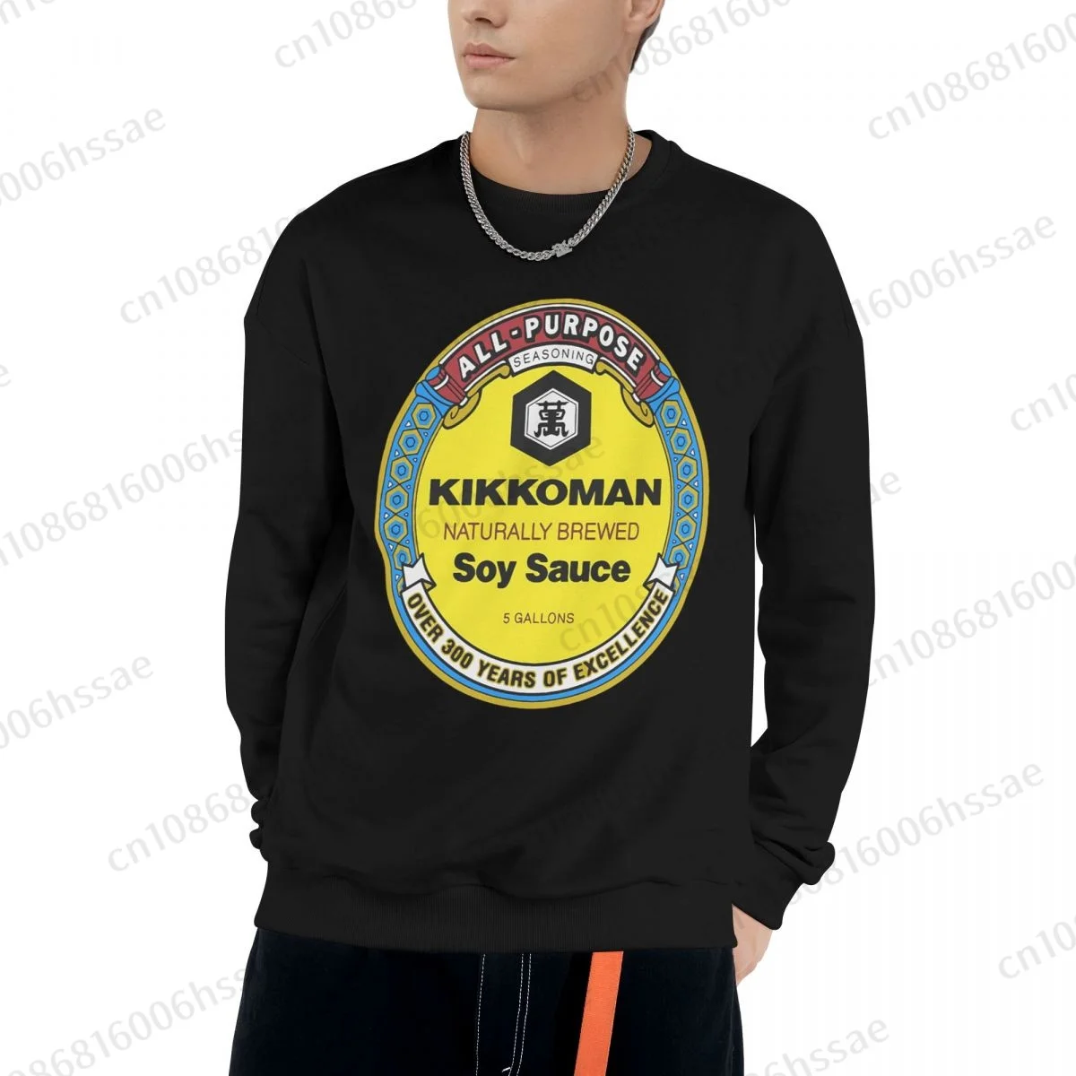 All Purpose Kikkoman Soy Sauce Men Woman Fall Winter Sweatshirt Round Neck Long Sleeve Length Casual Top