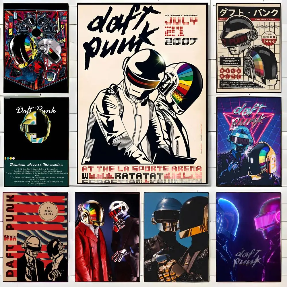 Hot Rock Band D-Daft Punk Poster HD Home Decor Sticky Wall Waterproof Home Living Room Bar Aesthetic Decor